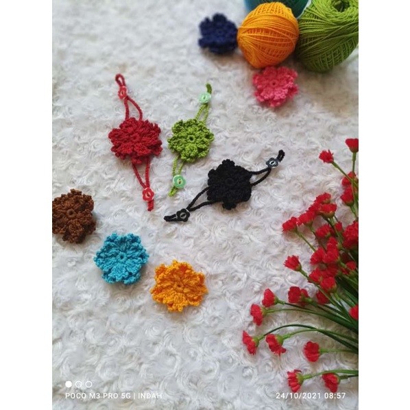 KONEKTOR MASKER RAJUT BUNGA MURAH UNIK HIJAB GROSIR