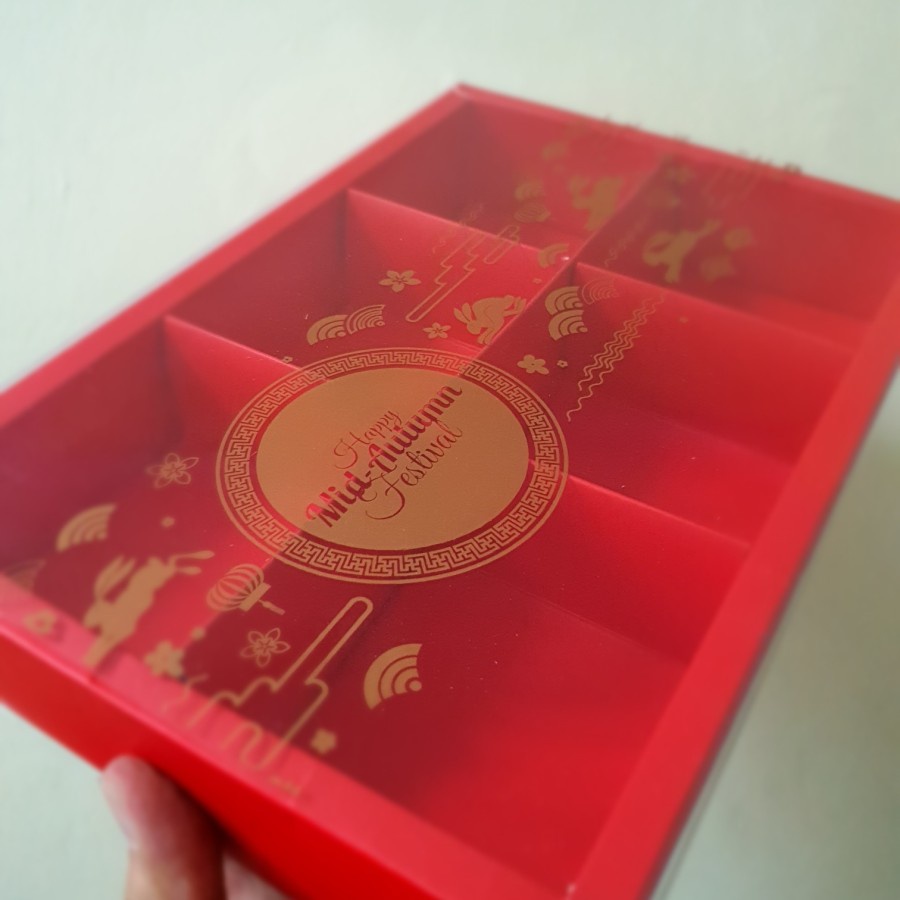 

( 5 pcs ) Box Mika Mooncake 100 gr Kotak Kardus Merah Sekat 6 Packaging Hampers Kue Bulan Mid Autumn Festival