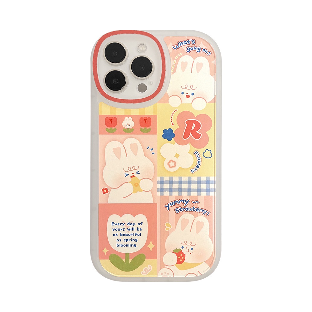 IPHONE Sarung Pelindung Ponsel Kelinci Pink Manis Perempuan Untuk Iphone7 8 PLUS X XR XS 11 12 13 14 MINI PRO MAX SE 2020 Soft TPU Case