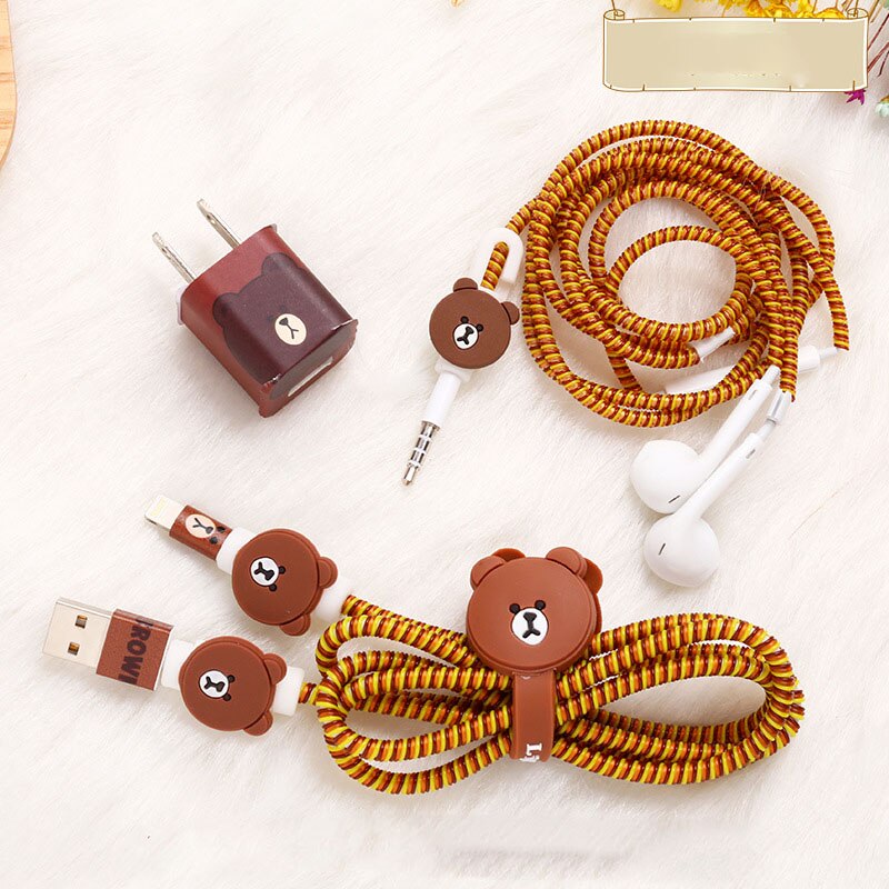 Set Stiker Pelindung Kabel Charger USB Earphone Bentuk Spiral Bahan TPU Untuk iphone