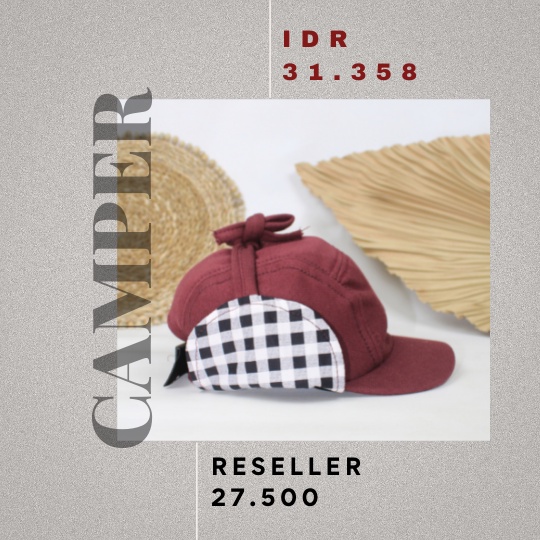 CAMPER HAT - Promo 10.10 Topi Basic Tali Anak Kids Cowok Cewek Laki Perempuan Unisex Kotak Lucu Murah Polos