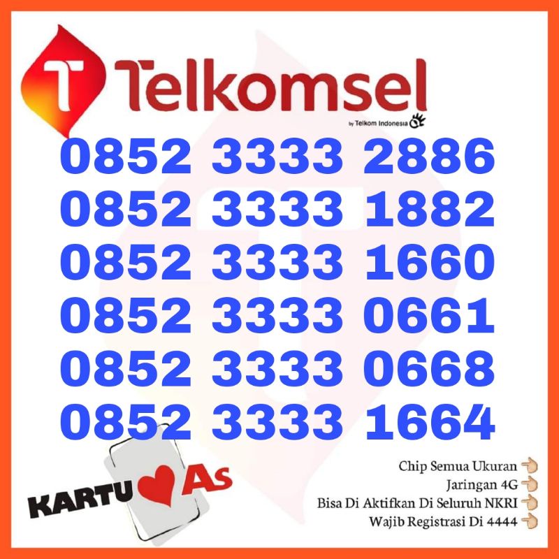Kartu Perdana As Madura 4g Lte 3333 Murah Nomor Cantik