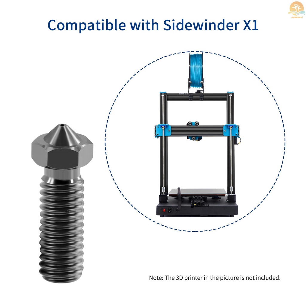 3D Printer Nozzle 0.2/0.3/0.4/0.5/0.6/0.8/1.0mm Nozzle Hardened Steel Tool M6 Thread Extruder Print Head High Temperature Resistant Volcano Nozzles for 1.75mm Filament Carbon fiber Filaments