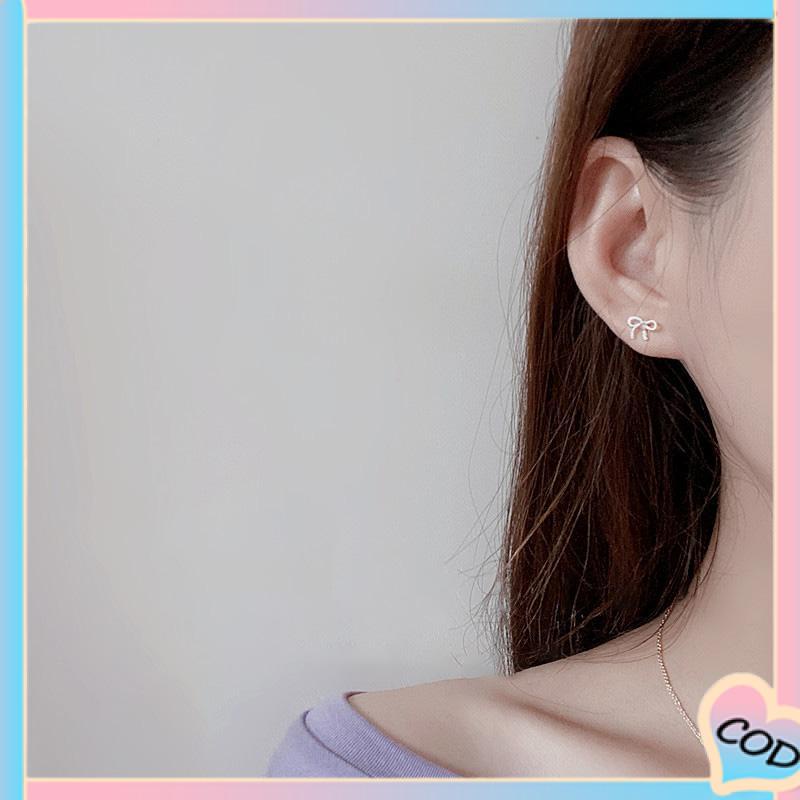 COD❤️ S925 Silver Stud Earrings untuk Siswa Perempuan Anting Desain Kecil Serbaguna Sederhana-A.one