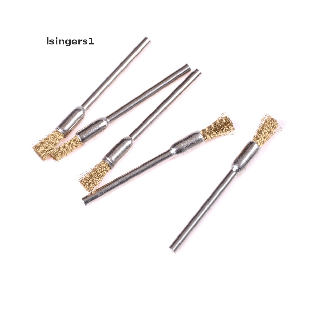 (lsingers1) 5pcs / Set Mata Bor Brush Kawat Kuningan Shank 3mm X 5mm Untuk Poles / Pembersih