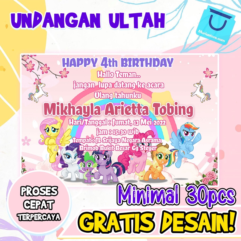 

Undangan ultah Custom 15 X 10 cm