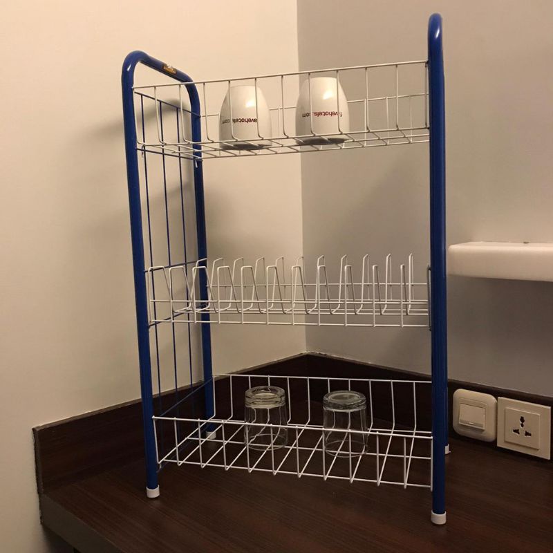 0RPK Rak piring 3 susun Rak piring wastafel Rak susun serbaguna Rak piring aluminium Rak cuci piring