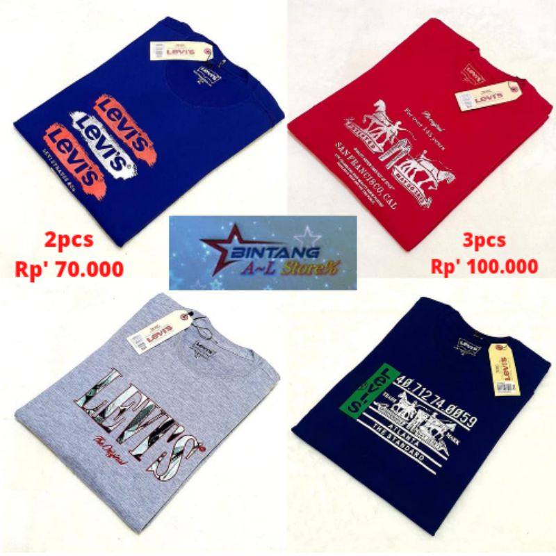 [Promo] 100RB DAPAT 3Pcs Kaos Leviis Premium / Kaos pria distro / Kaos Nevada pria distro / kaos bomboogie pria distro