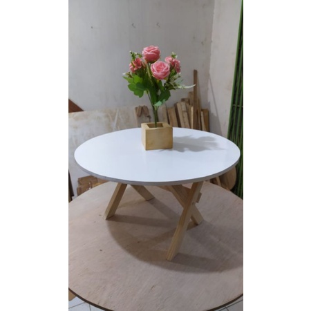 Meja Lipat Bulat Lesehan Diameter 60CM/Meja Bulat Lipat Laptop/Meja Kerja/Meja caffe/Meja Belajar