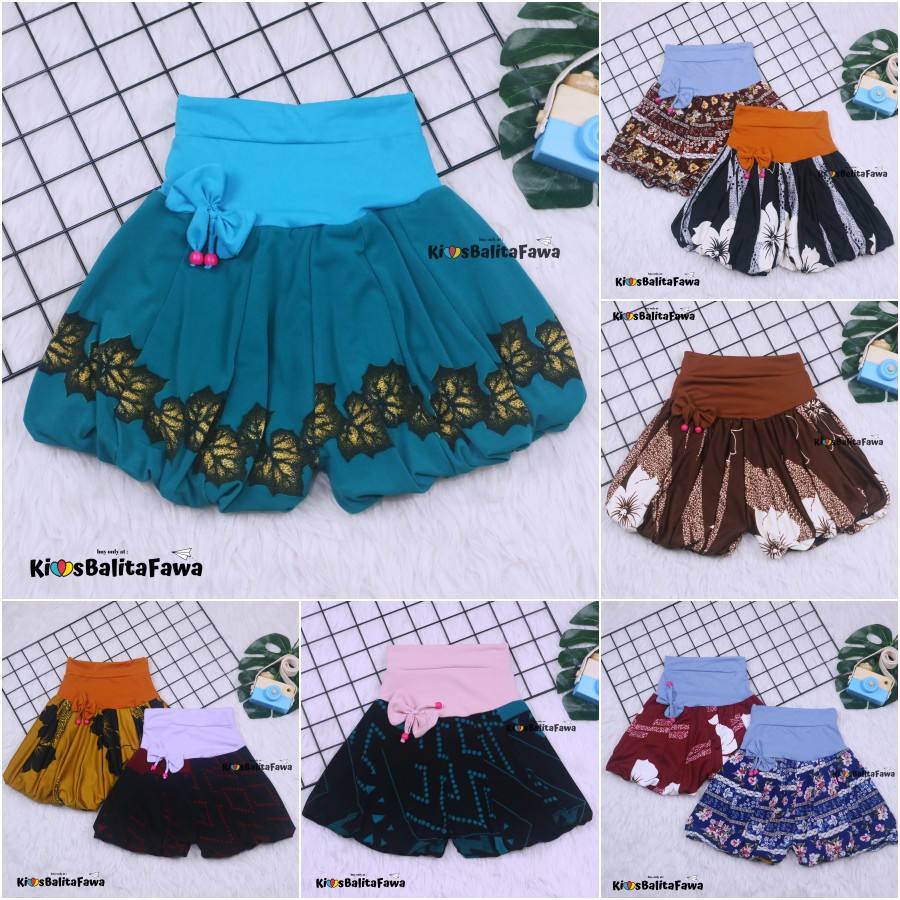 Celana Baloon uk. 5-6 Tahun / Celana Anak Perempuan Murah Pita Polos Short Pants Pop Kids Pendek