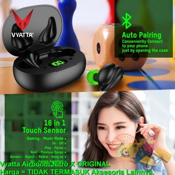 alat Vyatta Airboom Nitro X TWS Bluetooth Earphone -Gaming 40ms 16in1 Touch