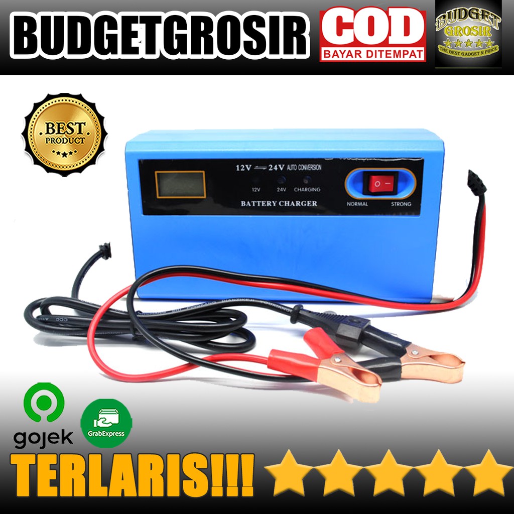 Charger Aki Mobil Motor Lead Acid 12-24V 10A with LCD - Taffware