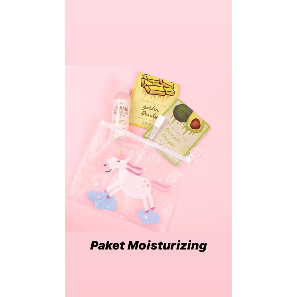 𝐑𝐀𝐃𝐘𝐒𝐀 - Paket Hemat Masker by Lea - Masker Wajah Bubuk + Air Free Pouch Unicorn