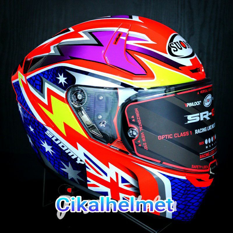 SUOMY HELM SR GP LEGACY | BLUE RED FLUO | SUOMY ORIGINAL TERMURAH