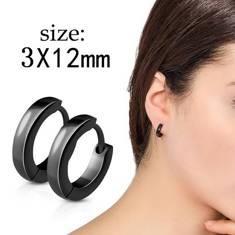 Korean style men's popular single black stainless steel ear buckle earrings men's jewelry