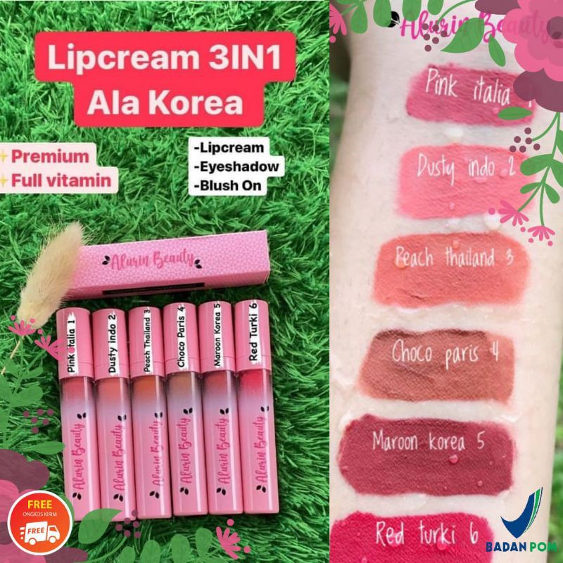 Lipcream Alurin Beauty 3in1 Ala Korea