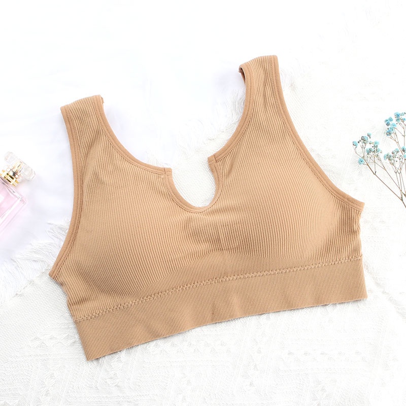 FYGALERYSURABAYA  BRA535 Bra Tanpa Kawat Bentuk U Pakaian Dalam Wanita Polos Tali Tanktop Bra Olahraga Sportbra Gym
