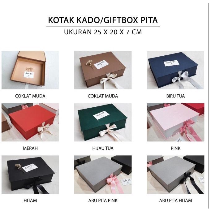 

Premium Product!!! Kotak Kado/Giftbox Pita Uk. 25 X 20 X 7 Cm - Paling Diminati