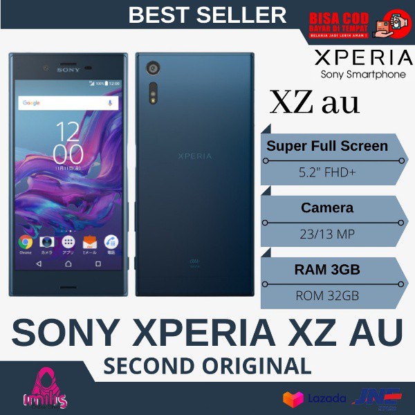 Hp Sony Xperia XZ au - Second Original - Hp Tahan Debu Dan Air - 23/13MP - 2900mAh - Layar 5,2" FHD+