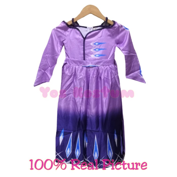 Kostum Princess Anak Elsa Ungu Frozen II Gaun Dress Baju Ulang Tahun Import Perempuan Ultah Costume