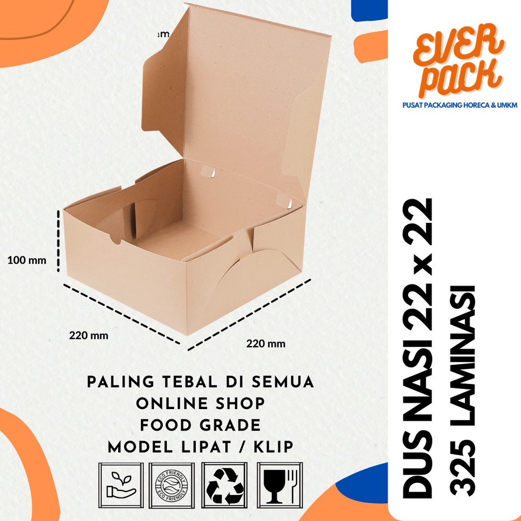 

DUS NASI 22x22 / KOTAK KUE KRAFT PAPER / COKLAT TEBAL LAMINASI 325 GSM