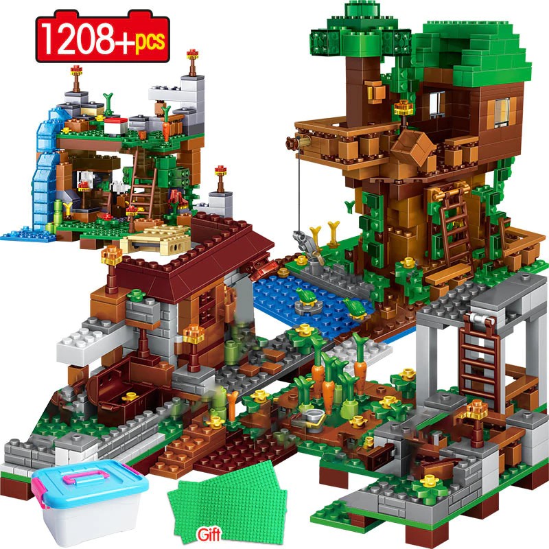[FREONGKIR] 1208PCS My World Building Blocks legoingly Minecrafted Village Warhorse City Tree House