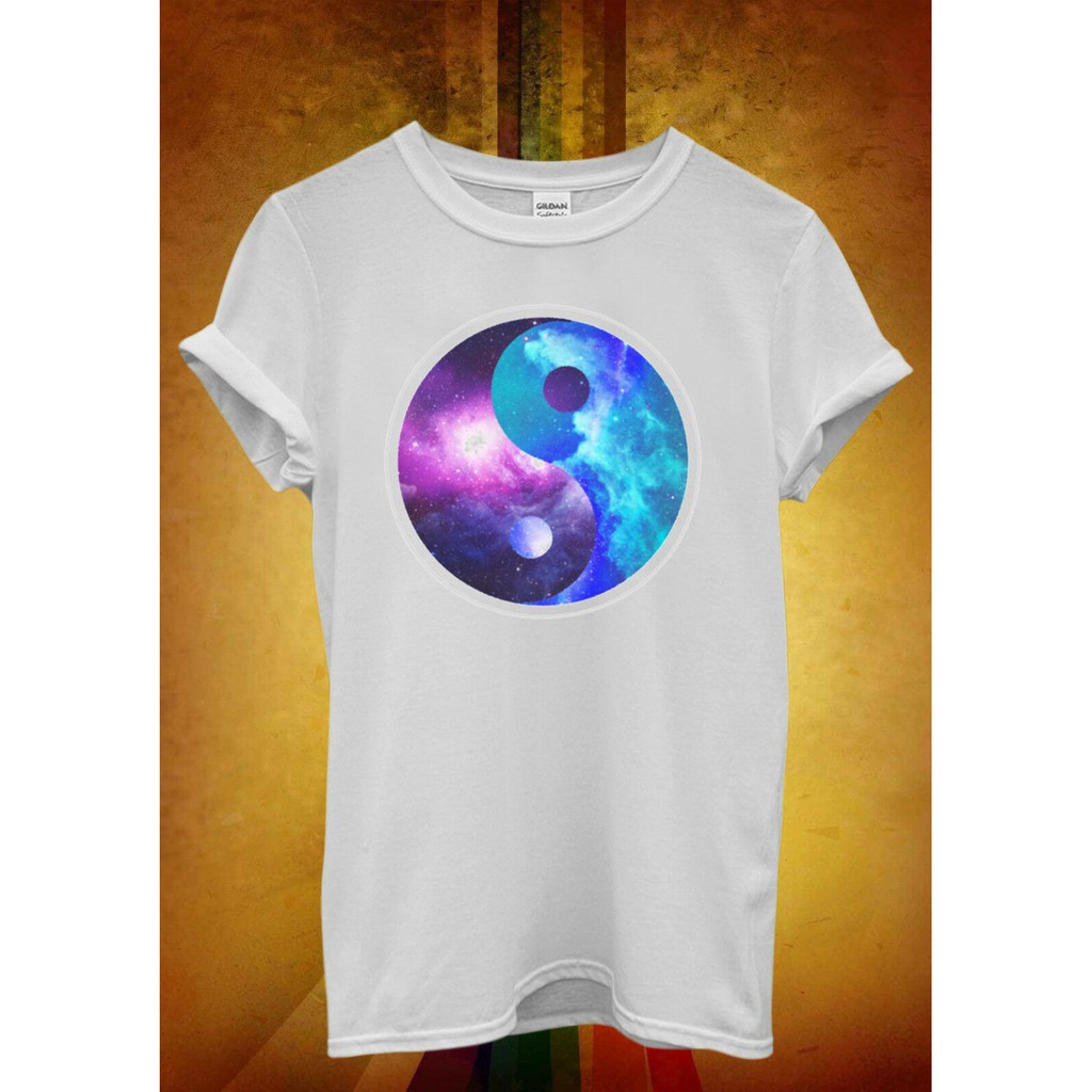 Casual Diy Cotton Men T Shirt Ying Yang Galaxy Space Cool Hipster Shopee Indonesia