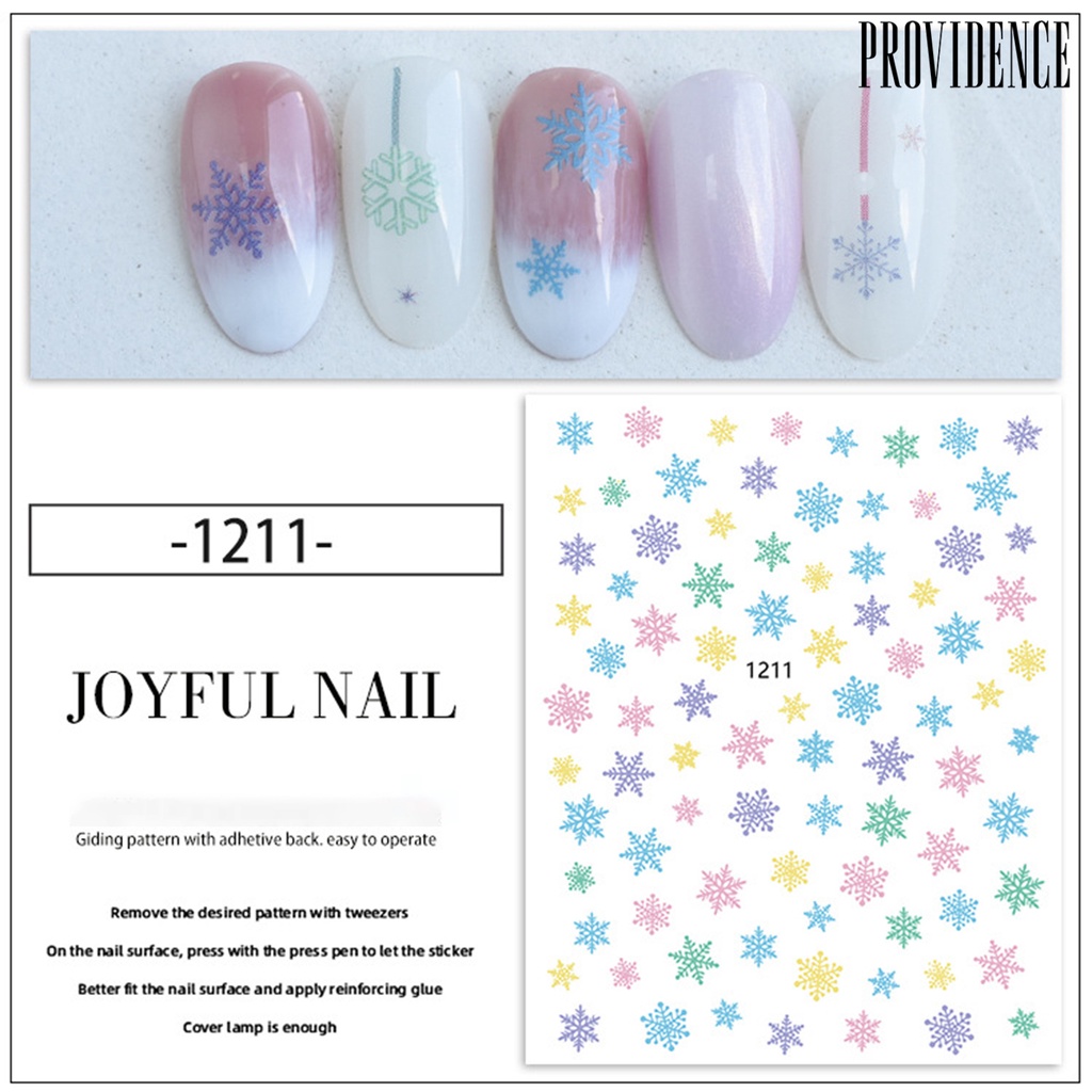 Providence 11Pcs/Set Christmas Patterns Nail Sticker DIY Colorful 3D Nail Snowflakes Christmas Gifts Decals for Winter