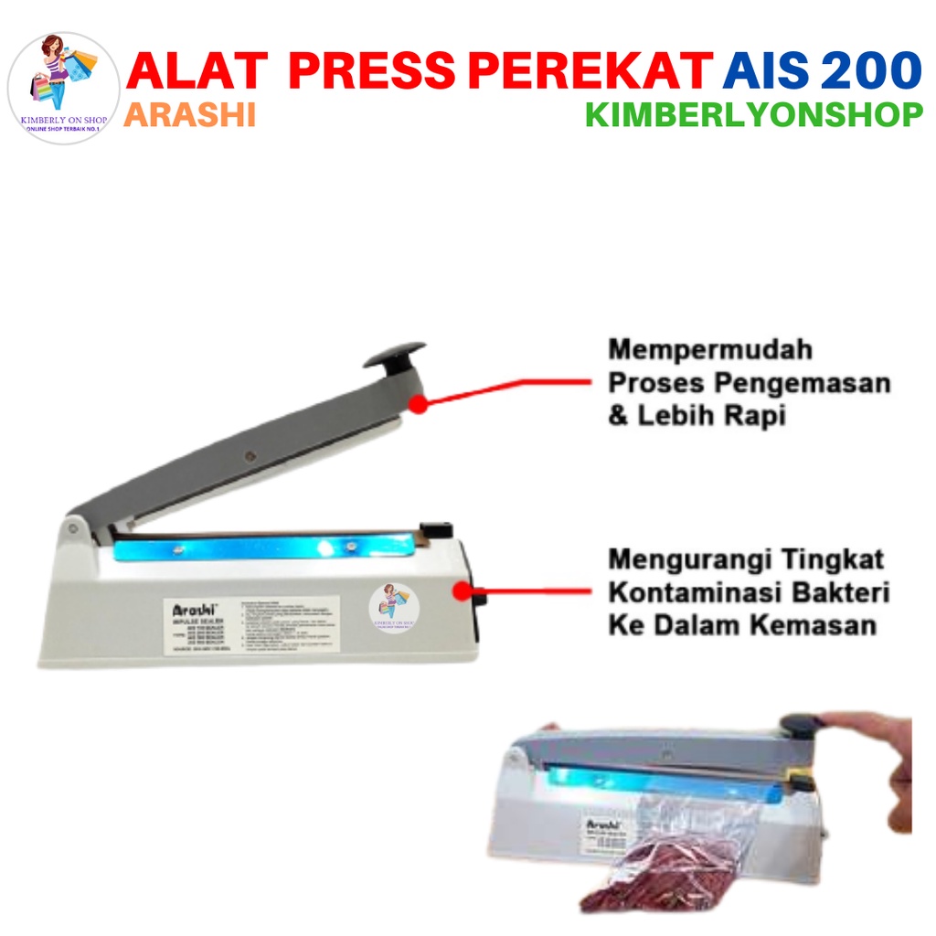 Impulse Sealer Alat Press Perekat Plastik AIS 200 Arashi