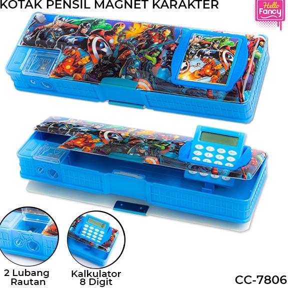 

[PROMO 7QQ44] Tempat Pensil Magnet Karakter + Kalkulator / Kotak Pensil CC-7806 Ready stock