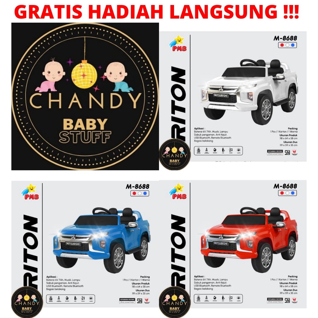 MOBIL AKI MAINAN ANAK MUTSUBISHI TRITON PMB M 8688 - GRATIS HADIAH LANGSUNG