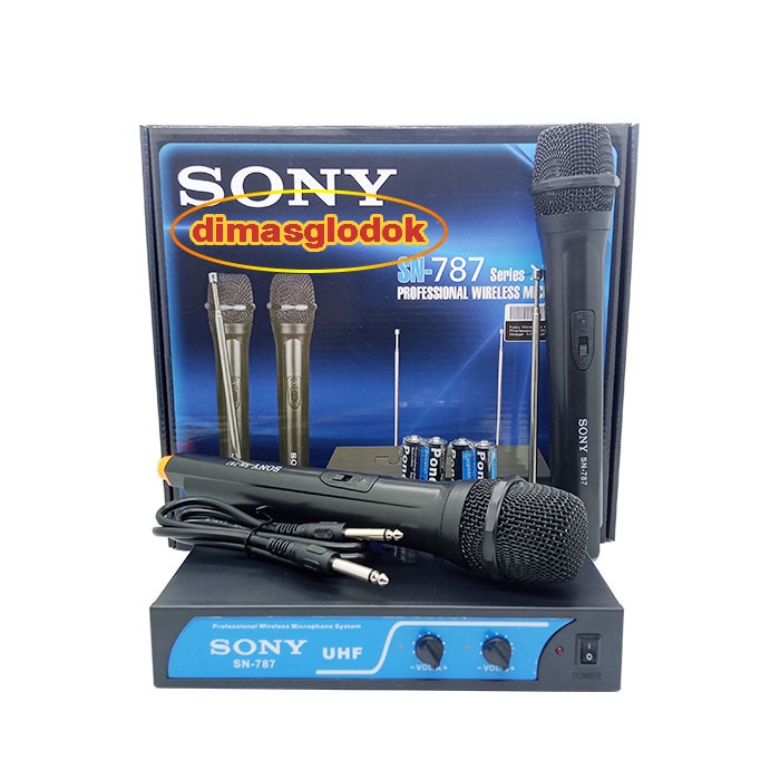 Mic werles Wirles SONY SN-787 Wireless 2 Microphone Tanpa Kabel Mik