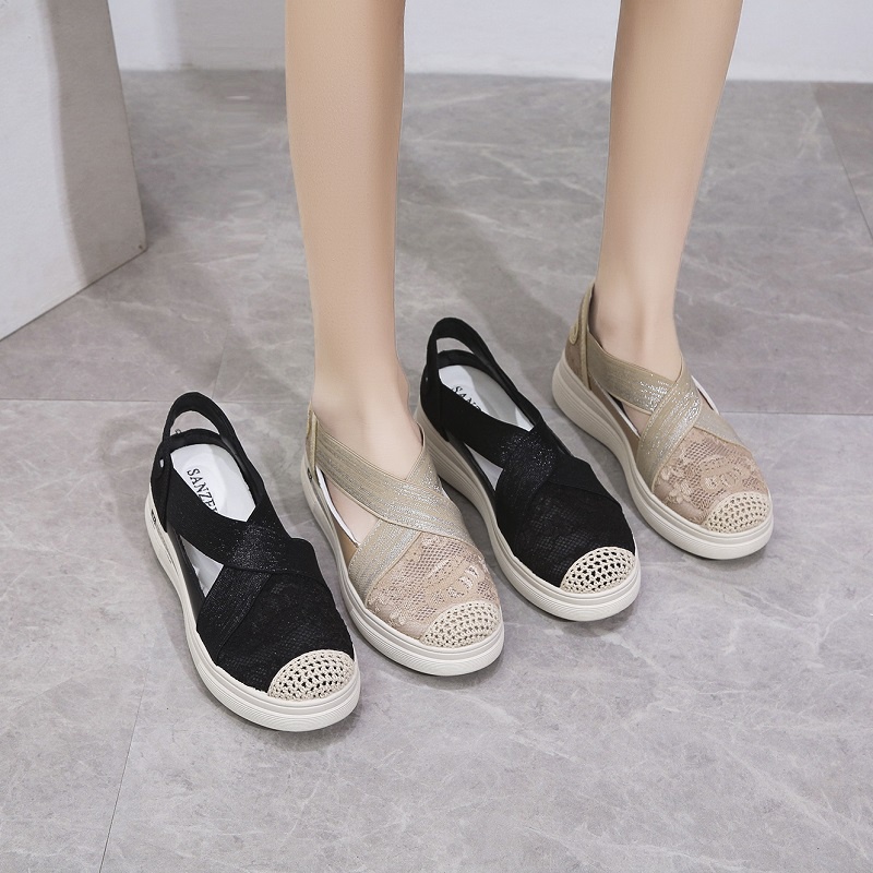 BISA COD! Sepatu Slip On Wedges Wanita Premium Sanzeil Stella Import 0016