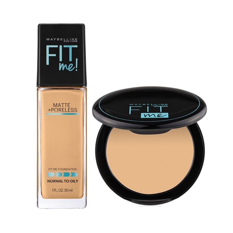 Maybelline Fit Me Matte & Poreless Foundation 220 Natural Beige + bedak 128