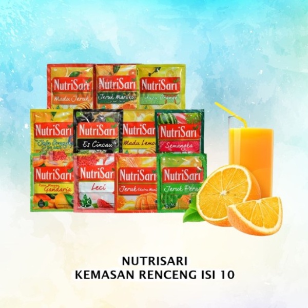 

NUTRISARI Sachet 1 Renceng Isi 10pcs 14gr gram Varian Rasa Lemon Tea / Es Rujak / Kelapa Muda / Semangka / Es Cincau / Yuzu Orange / Jeruk Maroko / Jeruk Peras Minuman Sari Buah Jus Segar Fresh Fruit Juice Sirup Rentengan Shoppa Corner Malang Jawa Timur