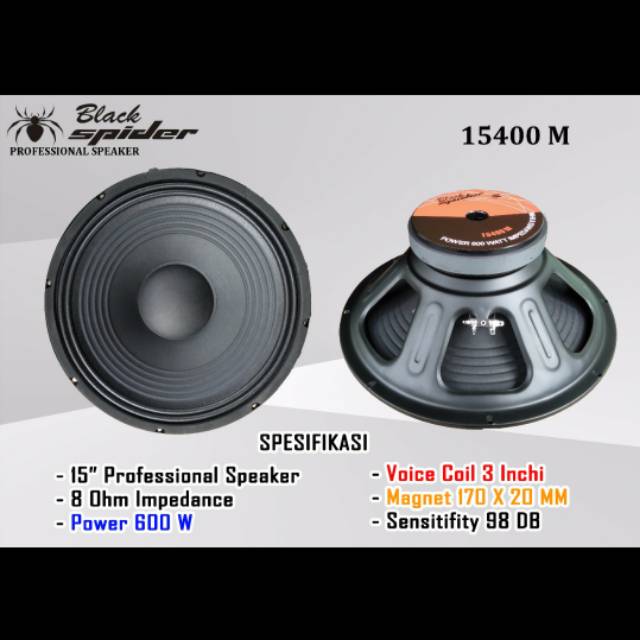 Speaker 15 inch BLACK SPIDER 15400 M / 15400M 600 watt