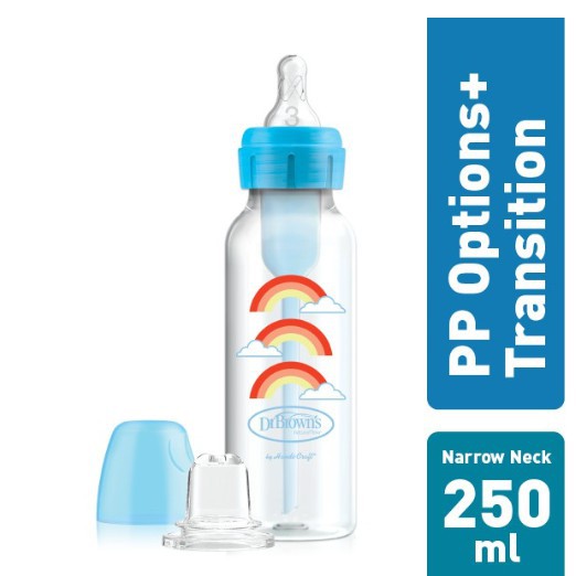 Botol Susu Bayi Dr.Brown's 8 oz SB8192 (250ml) PP Narrow Neck Options+ Transition Bottle w/ Sippy Spout