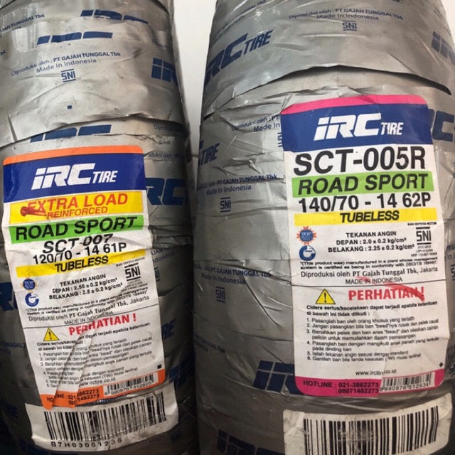 BAN LUAR IRC TUBLES PAKET 120/70-14 & 140/70-14