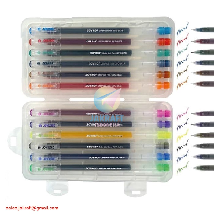 

JUAL PULPEN COLOR GEL PEN JOYKO GPC-247S ISI 12 WARNA (0.5 MM) HARD CASE