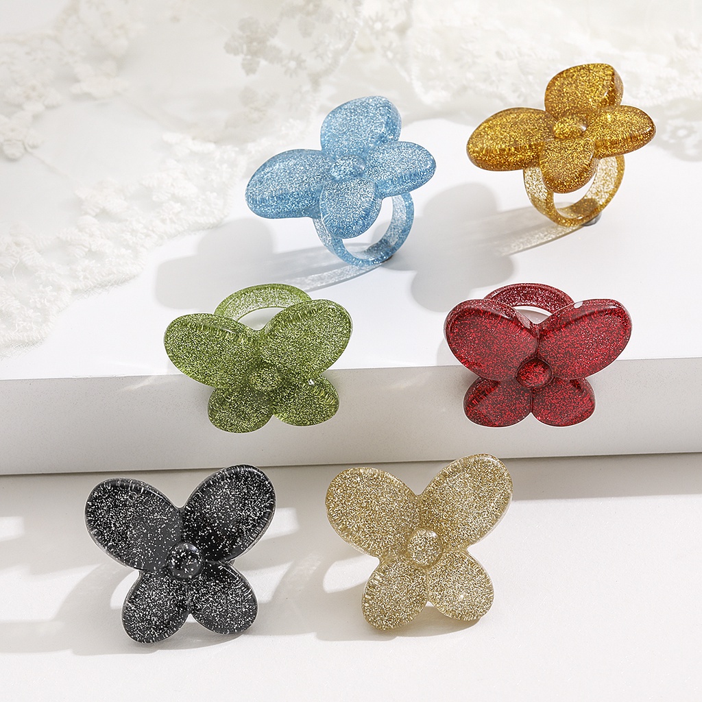 Resin color butterfly ring oversized creative personality ring for women