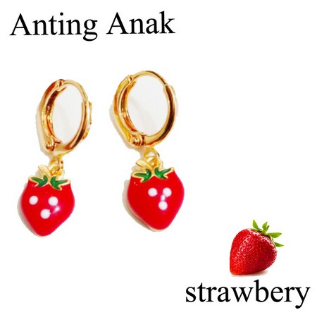 Perhiasan Anak Perempuan /Anting / Giwang Anak Cewe /Anak Bayi Motif Buah Strawbery