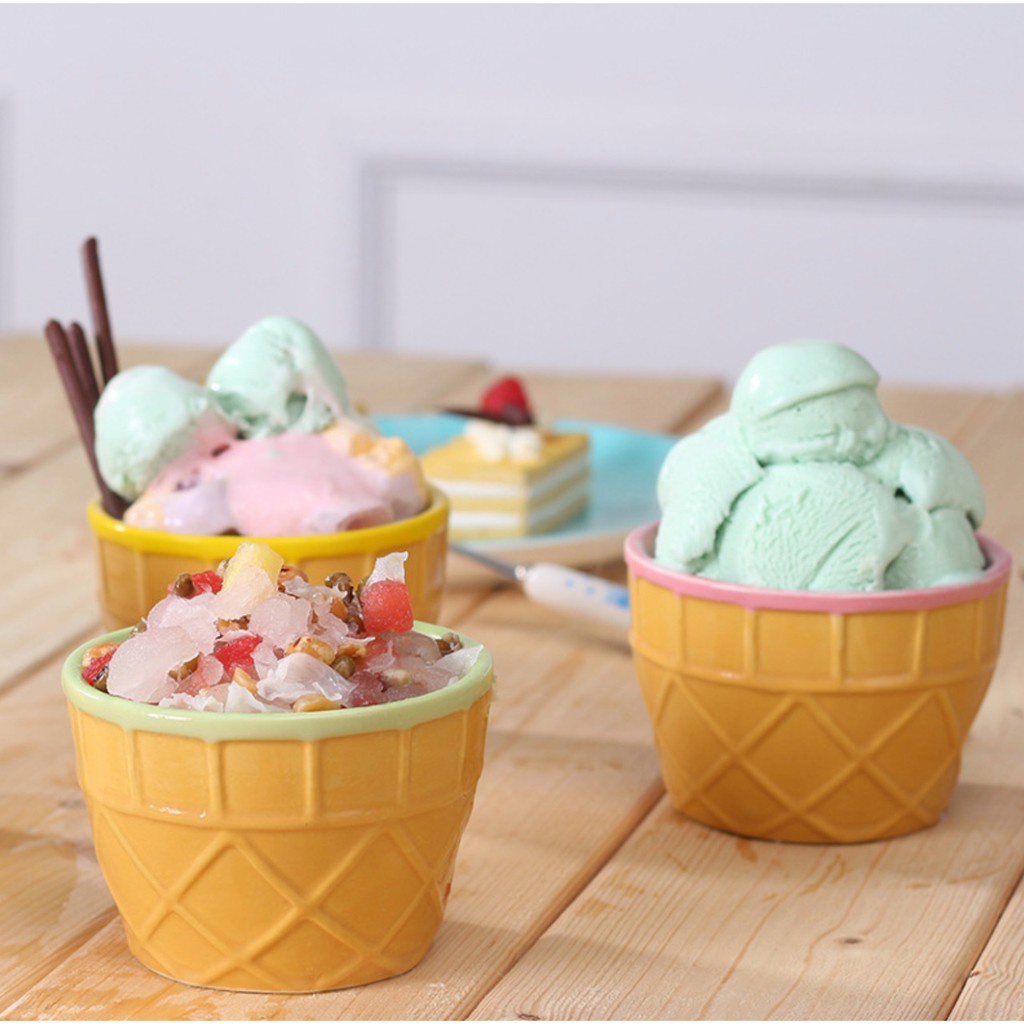 Diskon Shop - M5466 Mangkok Es Krim / Mangkuk Cemilan / Ice Cream Bowl / Set Mangkok Sendok Ice Cream / Mangkuk Masker Es Krim Lucu Warna-Warni