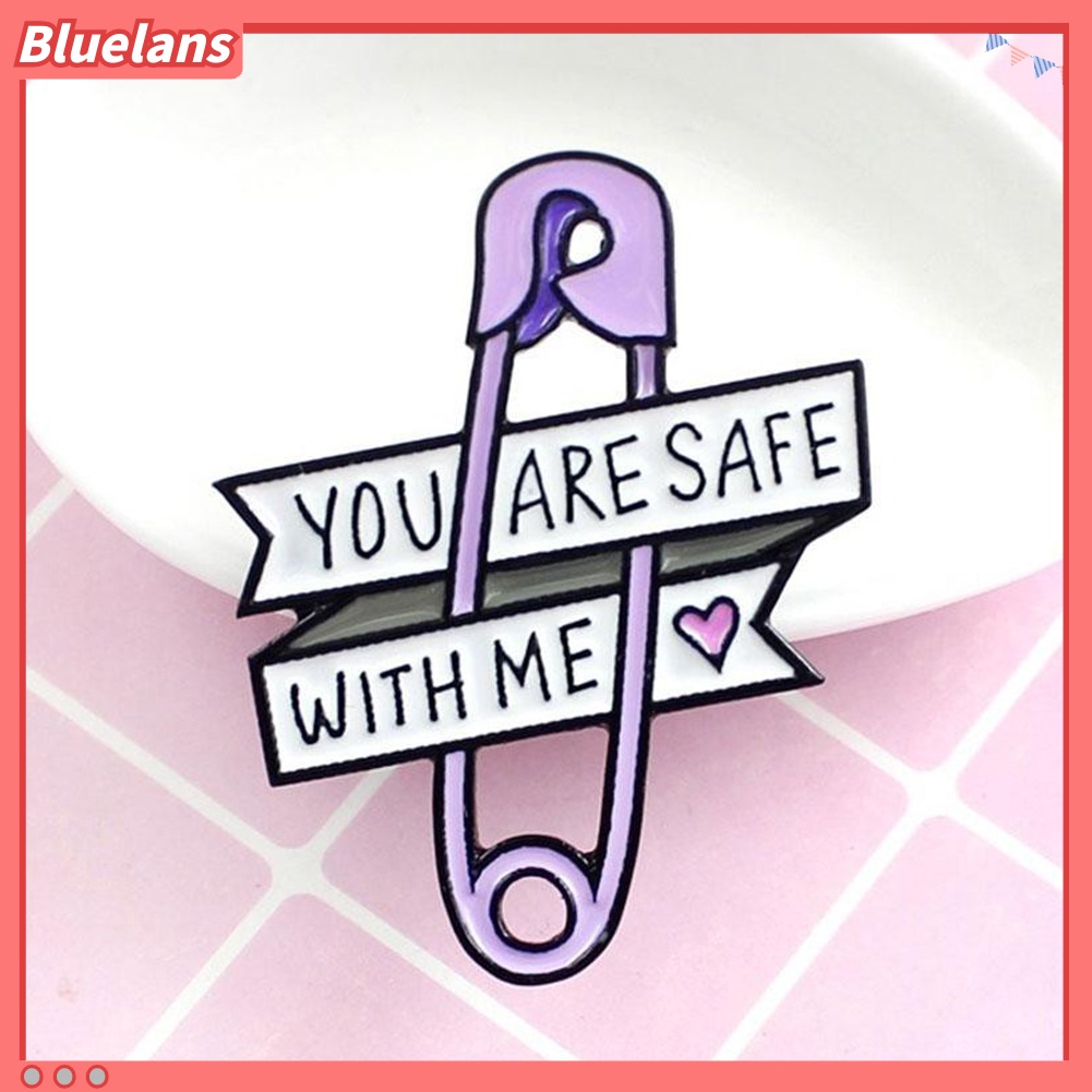 Bluelans Fashion Letters YOU ARE SAFE WITH ME Alloy Enamel Brooch Pin Badge Clip Gift