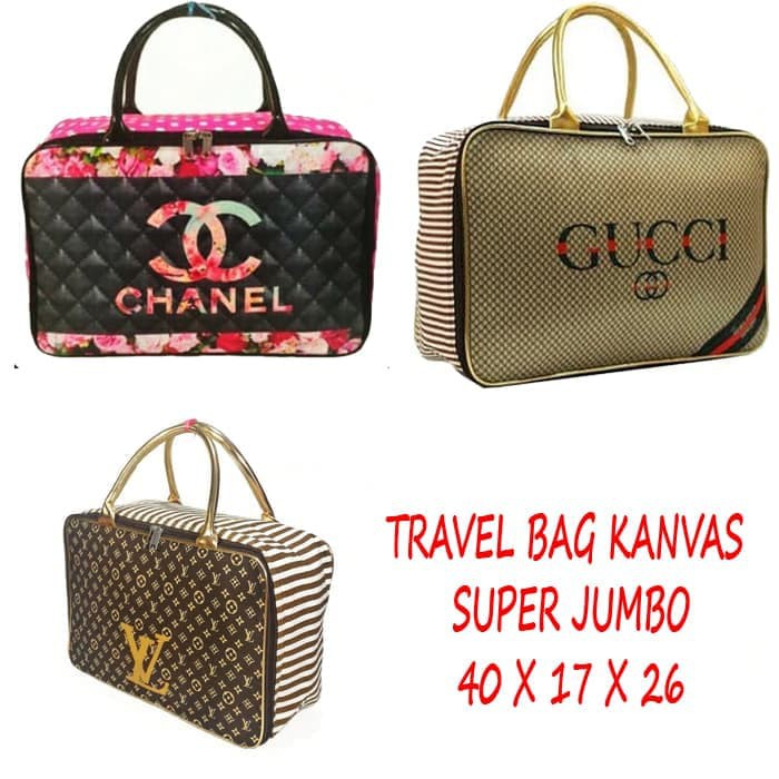 TAS ANAK IMPORT TERLARIS TRAVEL BAG KANVAS GUCCI LV CHANNEL JUMBO 40 X 17 X 26 KANVASLV