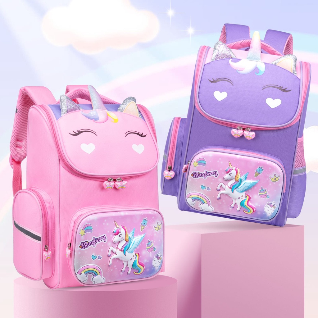 Tas sekolah anak TK SD anak perempuan Unicorn Waterproof import berkualitas backpack unicorn sekolah anak high quality import tas ransel unicorn Tas Grosir Import Blingberry  ransel Blingberry Original