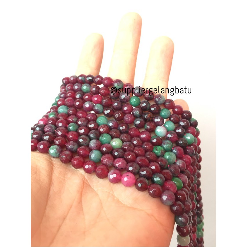 batu TANZANIA 6mm cutting bahan gelang kalung alam ruby merah glossy aksesoris pria wanita fashion