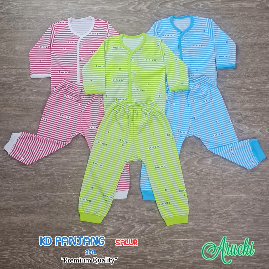 PROMO BAJU ANAK ARUCHI PREMIUM SETELAN SALUR PANJANG NB  S M L ( 3-18 Bulan )