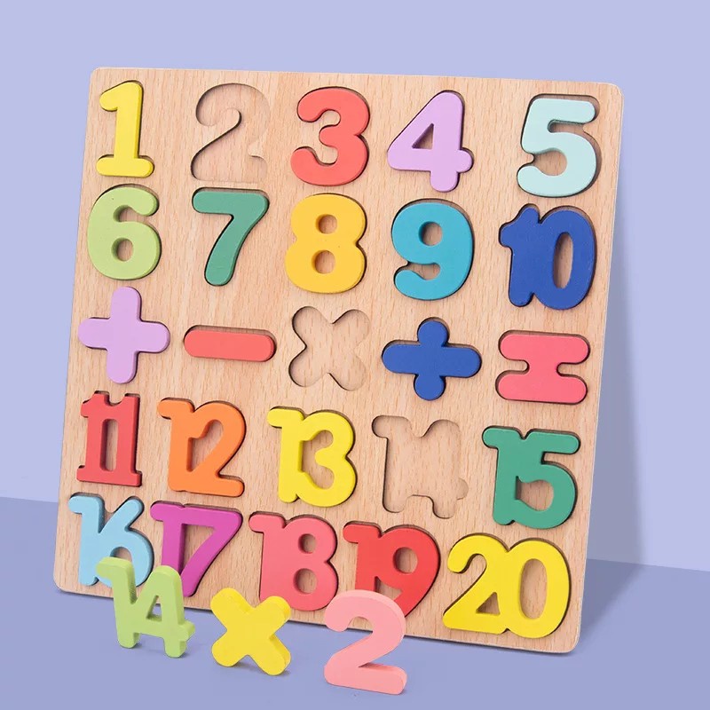 HZ Puzzle ABC dan Number Murah Chunky Puzzle Anak Kayu 3D Puzzle Huruf dan Angka Jigsaw Wooden Edukasi