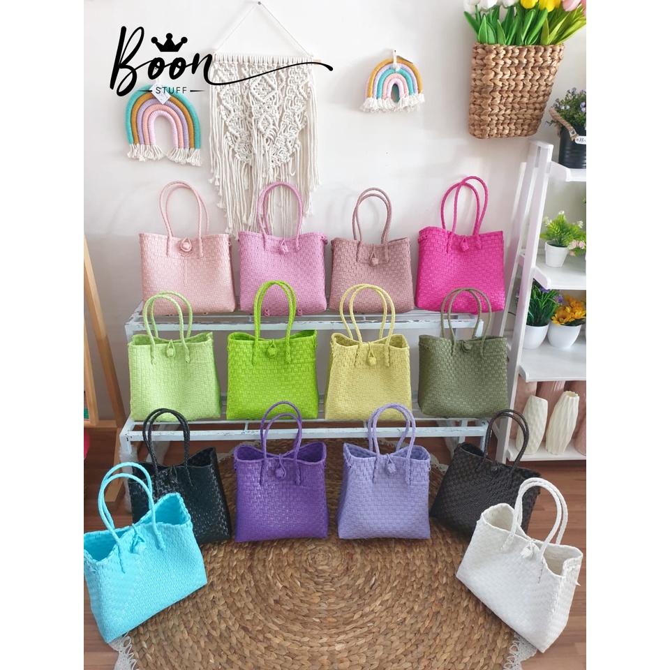 TAS JALI SIZE S PASTEL SOLID PREMIUM/TAS JALI/TAS PLASTIK/WOVEN BAG/TAS ANYAM/TAS ANYAMAN