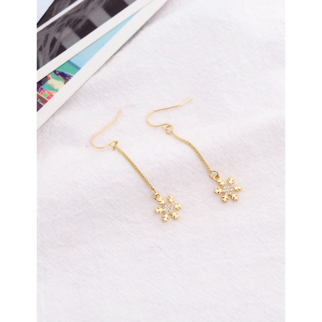 LRC Anting Gantung Fashion Gold Diamond Stud Earrings F47061